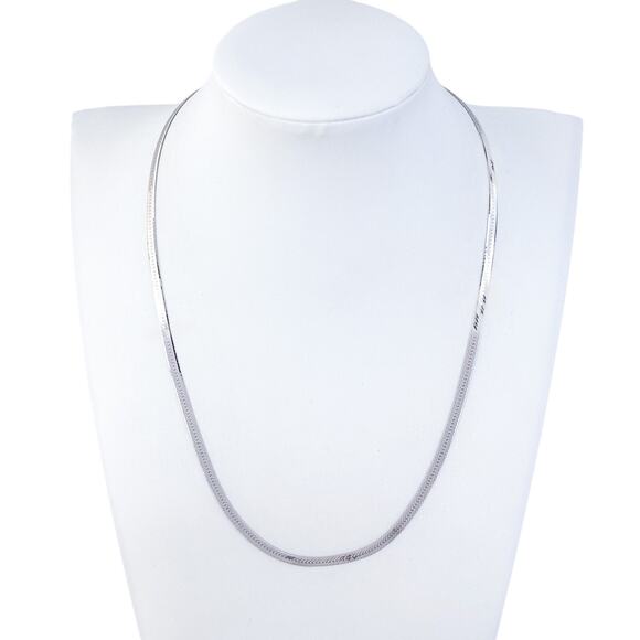 Vintage Italy Sterling Silver 925 3.2mm Herringbone Chain Necklace 18” - Picture 1 of 5